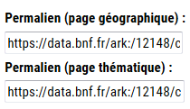 Capture d'écran des permaliens de page de nom géographique et de lieu Rameau